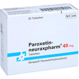 Abbildung: Paroxetin neuraxpharm 40 mg Tabletten 20 St, Tabletten PZN 00351739