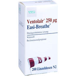 Abbildung: Ventolair 250 µg 200 Hub Easi Breathe Dos.-Aerosol 1 St, Dosieraerosol PZN 00353626