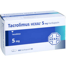 Abbildung: Tacrolimus Hexal 5 mg Hartkapseln 100 St, Hartkapseln PZN 00354057