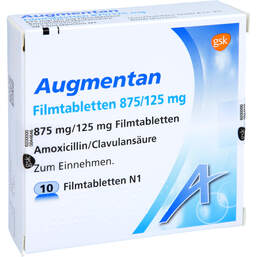 Abbildung: Augmentan 875 / 125 mg Filmtabletten 10 St, Filmtabletten PZN 00356607