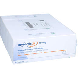 Abbildung: Myfortic 180 mg magensaftresistente Tabletten 5X50 St, Tabletten magensaftresistent PZN 00361086
