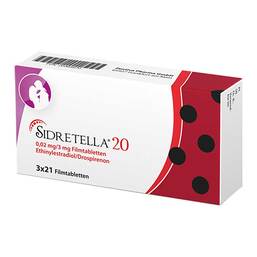 Abbildung: Sidretella 20 0,02 mg / 3 mg Filmtabletten 3X21 St, Filmtabletten PZN 00365670