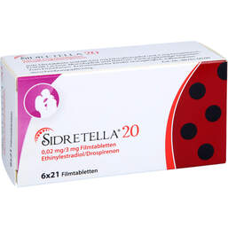 Abbildung: Sidretella 20 0,02 mg / 3 mg Filmtabletten 6X21 St, Filmtabletten PZN 00365687