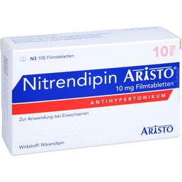 Abbildung: Nitrendipin Aristo 10 mg Filmtabletten 100 St, Filmtabletten PZN 00366959