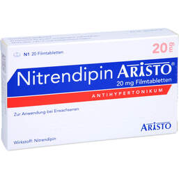 Abbildung: Nitrendipin Aristo 20 mg Filmtabletten 20 St, Filmtabletten PZN 00366965