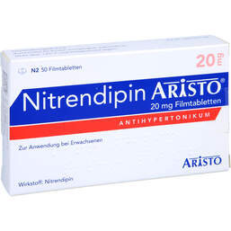 Abbildung: Nitrendipin Aristo 20 mg Filmtabletten 50 St, Filmtabletten PZN 00366971