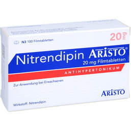 Abbildung: Nitrendipin Aristo 20 mg Filmtabletten 100 St, Filmtabletten PZN 00366988