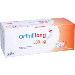 Abbildung: Orfiril long 500 mg Retard-Minitabletten im Beutel 100 St, Beutel mit retardierten Filmtabletten PZN 00393583