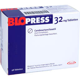 Abbildung: Blopress 32 mg Tabletten 98 St, Tabletten PZN 00394080