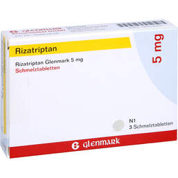Abbildung: Rizatriptan Glenmark 5 mg Schmelztabletten 3 St, Schmelztabletten PZN 00417013