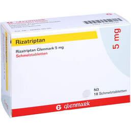 Abbildung: Rizatriptan Glenmark 5 mg Schmelztabletten 18 St, Schmelztabletten PZN 00417036