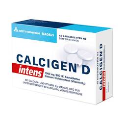 Abbildung: Calcigen D intens 1000 mg / 880 I.E. Kautabletten Kautabletten, 48 St PZN 00417119