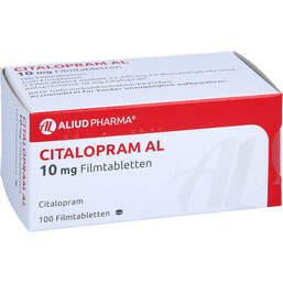 Abbildung: Citalopram AL 10 mg Filmtabletten 100 St, Filmtabletten PZN 00418596