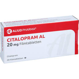 Abbildung: Citalopram AL 20 mg Filmtabletten 20 St, Filmtabletten PZN 00420110