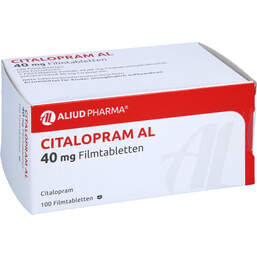 Abbildung: Citalopram AL 40 mg Filmtabletten 100 St, Filmtabletten PZN 00420535