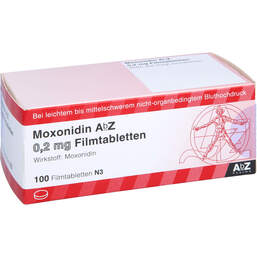Abbildung: Moxonidin AbZ 0,2 mg Filmtabletten 100 St, Filmtabletten PZN 00422735