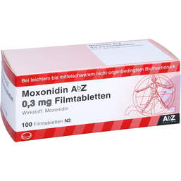 Abbildung: Moxonidin AbZ 0,3 mg Filmtabletten 100 St, Filmtabletten PZN 00423798
