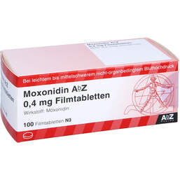 Abbildung: Moxonidin AbZ 0,4 mg Filmtabletten 100 St, Filmtabletten PZN 00423918