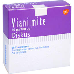 Abbildung: Viani mite 50 µg / 100 µg Diskus Pulver z. Inhalat. 60 St, Inhalationspulver PZN 00427827