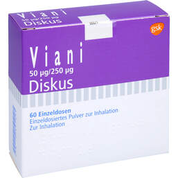 Abbildung: Viani 50 µg / 250 µg Diskus Pulver z. Inhalation 60 St, Inhalationspulver PZN 00427833