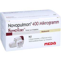 Abbildung: Novopulmon 400 µg Novolizer Inhalat. + Patr.2x100ED 2X100 St, Inhalationspulver PZN 00428519