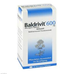 Abbildung: Baldrivit 600 mg überzogene Tabletten Überzogene Tabletten, 50 St PZN 00432343