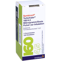 Abbildung: Symbicort Turbohaler 160 / 4,5 µg / Dosis 120 ED 1 St, Inhalationspulver PZN 00434081