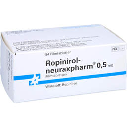 Abbildung: Ropinirol neuraxpharm 0,5 mg Filmtabletten 84 St, Filmtabletten PZN 00436186