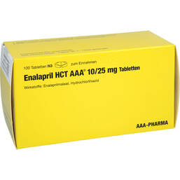 Abbildung: Enalapril HCT AAA Pharma 10 / 25 mg Tabletten 100 St, Tabletten PZN 00451926