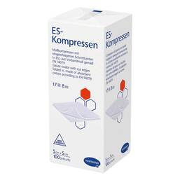 Abbildung: ES-Kompressen unsteril 5x5 cm 8fach 100 St, Kompressen PZN 00458348