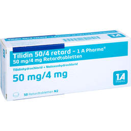Abbildung: Tilidin 50 / 4 retard 1A Pharm 50 St, Retard-Tabletten PZN 00460925