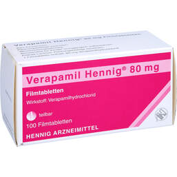 Abbildung: Verapamil Hennig 80 mg Filmtabletten 100 St, Filmtabletten PZN 00461480