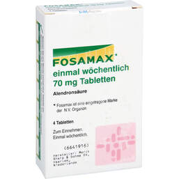 Abbildung: Fosamax 70 mg 1 x wöchentlich Tabletten 4 St, Tabletten PZN 00461793