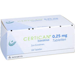 Abbildung: Certican 0,25 mg Tabletten 100 St, Tabletten PZN 00465779