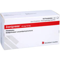 Abbildung: Zanipress 10 mg / 10 mg Filmtabletten 100 St, Filmtabletten PZN 00469990