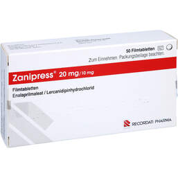 Abbildung: Zanipress 20 mg / 10 mg Filmtabletten 50 St, Filmtabletten PZN 00470042