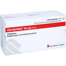 Abbildung: Zanipress 20 mg / 10 mg Filmtabletten 100 St, Filmtabletten PZN 00470059
