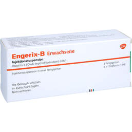 Abbildung: Engerix B Erwachsene Injektionssuspension in einer Fertigspritze 3 St, Fertigspritzen PZN 00495160