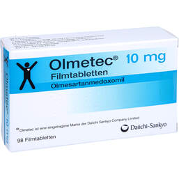 Abbildung: Olmetec 10 mg Filmtabletten 98 St, Filmtabletten PZN 00497621