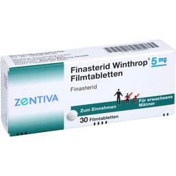 Abbildung: Finasterid Winthrop 5 mg Filmtabletten 30 St, Filmtabletten PZN 00500837