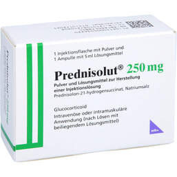 Abbildung: Prednisolut 250 mg Pulver und Lm.z.H.einer Injektionslösung 1 St, Pulver u. Lösungsmittel zur Herstellung einer Injektionslsg. PZN 00503422
