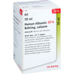 Abbildung: Human Albumin 20% Behring Infusionslösung 50 ml, Infusionslösung PZN 00504775