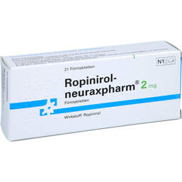 Abbildung: Ropinirol neuraxpharm 2 mg Filmtabletten 21 St, Filmtabletten PZN 00513716