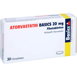 Abbildung: Atorvastatin Basics 20 mg Filmtabletten 30 St, Filmtabletten PZN 00524246