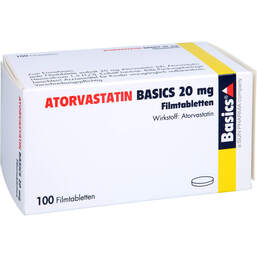 Abbildung: Atorvastatin Basics 20 mg Filmtabletten 100 St, Filmtabletten PZN 00524269