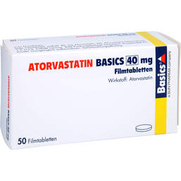 Abbildung: Atorvastatin Basics 40 mg Filmtabletten 50 St, Filmtabletten PZN 00524298