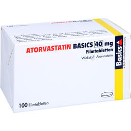 Abbildung: Atorvastatin Basics 40 mg Filmtabletten 100 St, Filmtabletten PZN 00524306