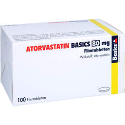 Abbildung: Atorvastatin Basics 80 mg Filmtabletten 100 St, Filmtabletten PZN 00524341
