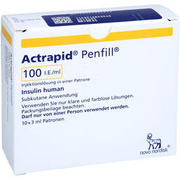 Abbildung: Actrapid Penfill 100 I.E. / ml Injektionslösung in einer Patrone 10X3 ml, Zylinderampullen PZN 00536427