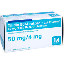 Abbildung: Tilidin 50 / 4 retard 1A Pharm 100 St, Retard-Tabletten PZN 00542385
